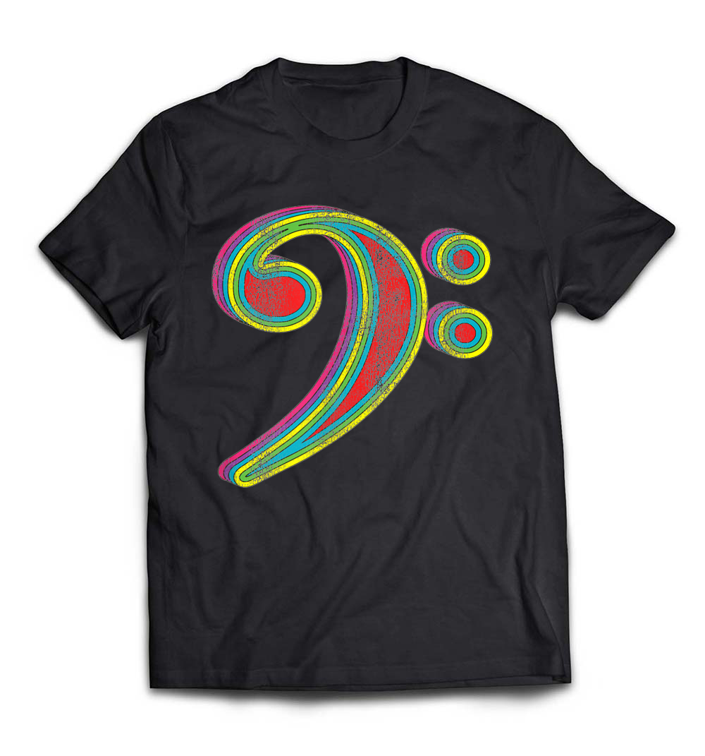 Hippy Trippy Bass Clef Musician T-Shirt: Celebrate Your Love for Music